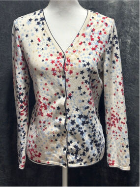 Cottagecore, Grandma Classic Americana Knit Cardigan Christopher & Banks SZ S
